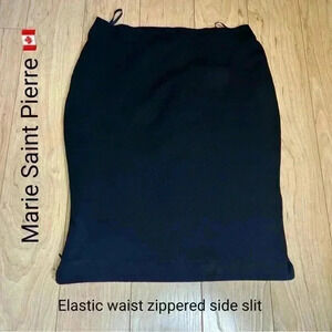 🇨🇦 SZ S or M  Marie Saint Pierre Strechy Black Pencil Skirt Side Zipper